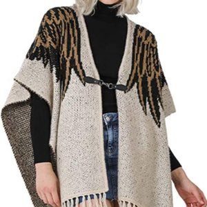 Vertigo Print Fringe Cardigan Open Front Eagle Eye